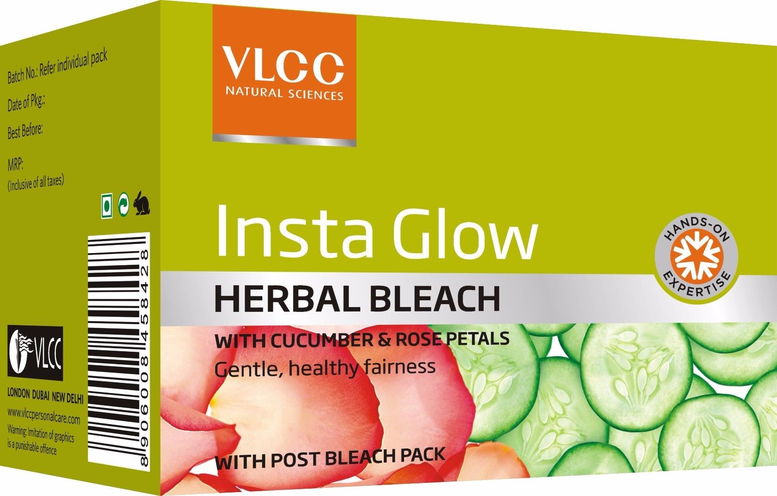 buy VLCC Insta Glow Herbal Bleach with Cucumber & Rose Petals for Healthy Fairness in UK & USA