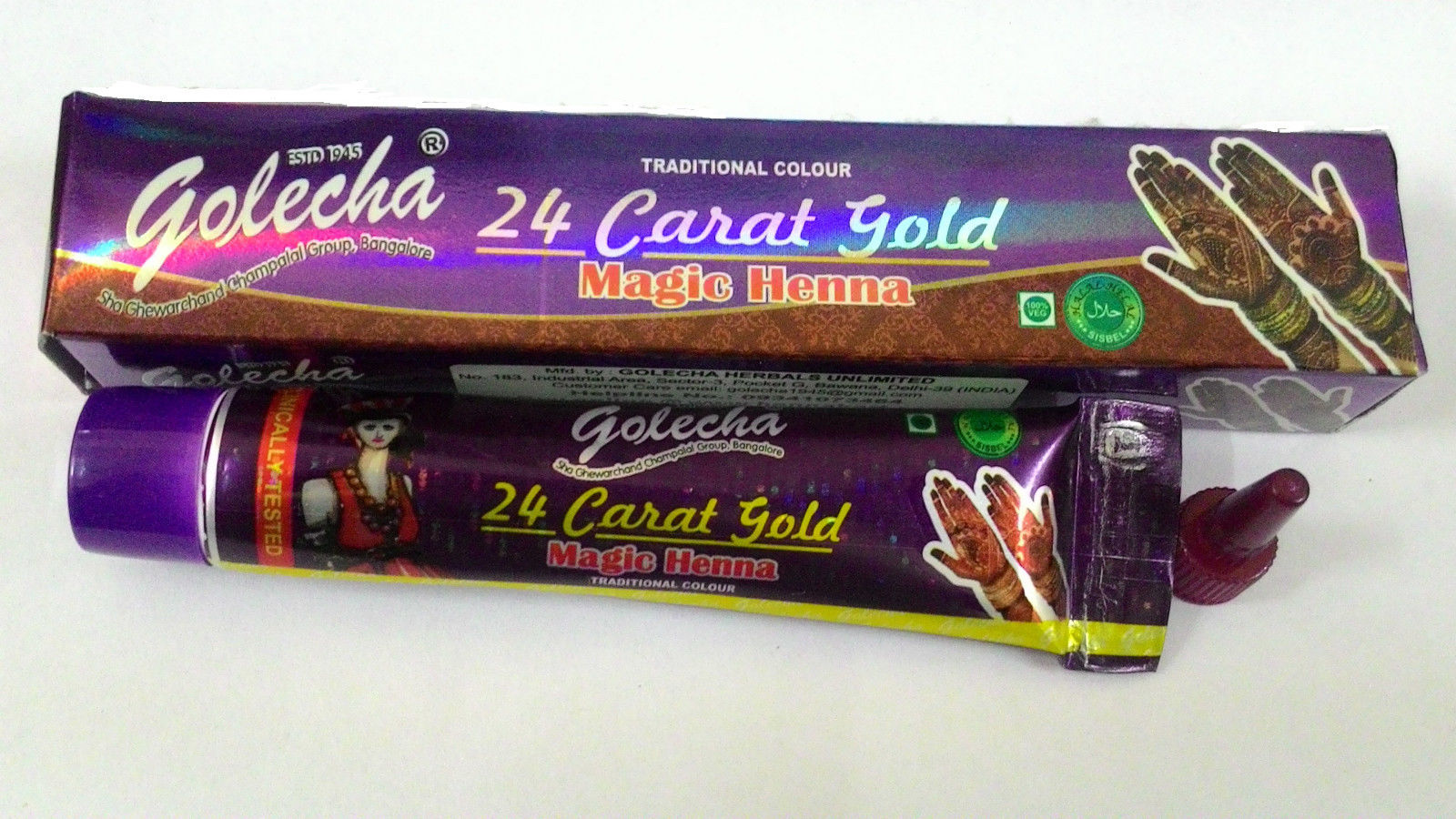 buy Golecha 24 Carat Gold Magic Henna Purple Tubes (Pack of 12) in UK & USA