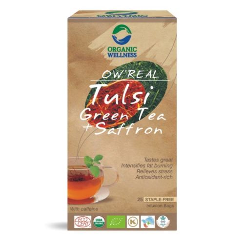 buy Organic Wellness Tulsi & Saffron Green Tea Bags in UK & USA