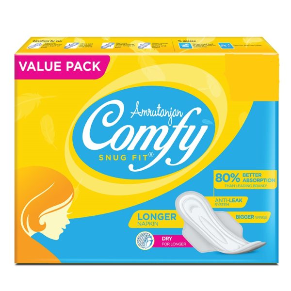 buy Amrutanjan Value Pack Comfy Snug Fit Sanitary Longer Napkin (18N Pads) in UK & USA