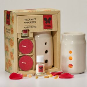 Iris Fragrance Amber Rose Vaporizer 2 Tealights with 5ml Oil