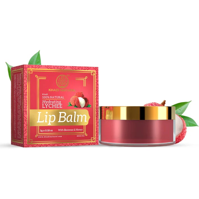 buy Khadi Natural Herbal Lychee Flavour Lip Balm with Beeswax & Shea Butter in UK & USA